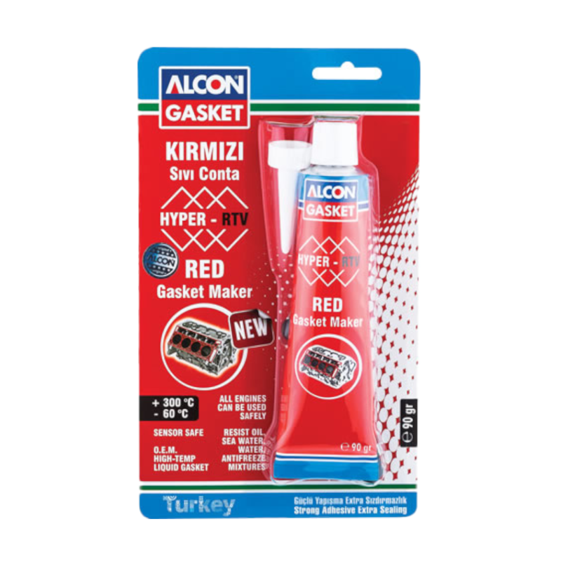 Alcon Hyper-Rtv Neutral Red Liquid Gasket 90 Gr. Blister Box Of 12