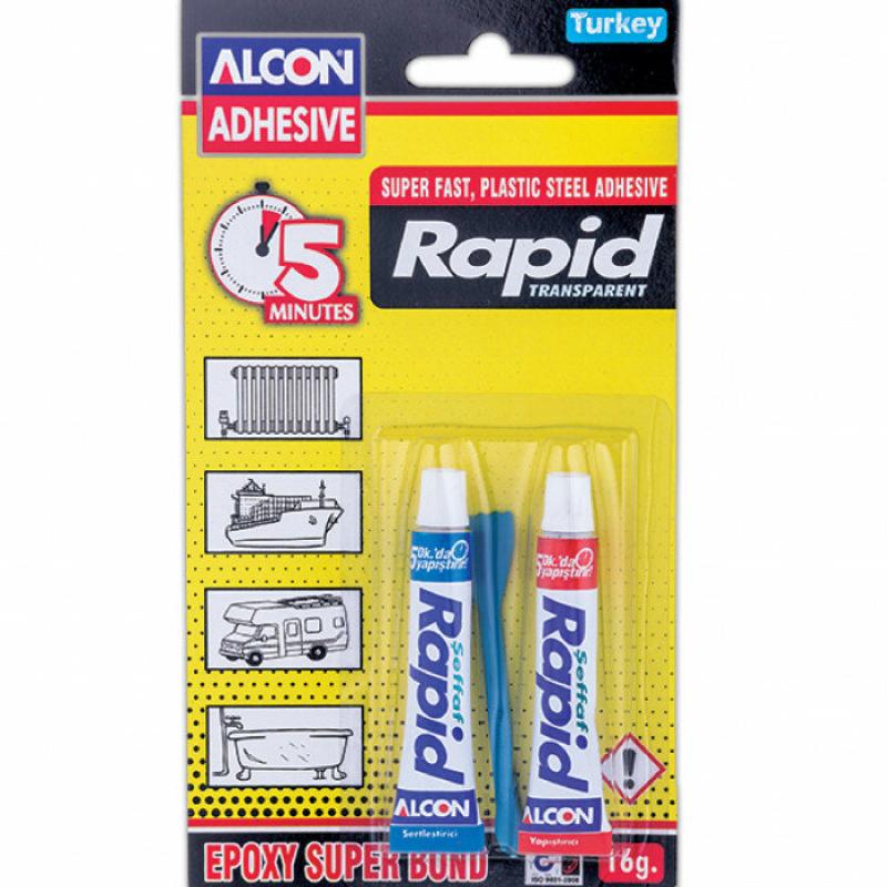 Alcon Rapid Fast Epoxy Adhesive Plastic-Steel 5 Min. 16 Gr. Blister Box Of 12