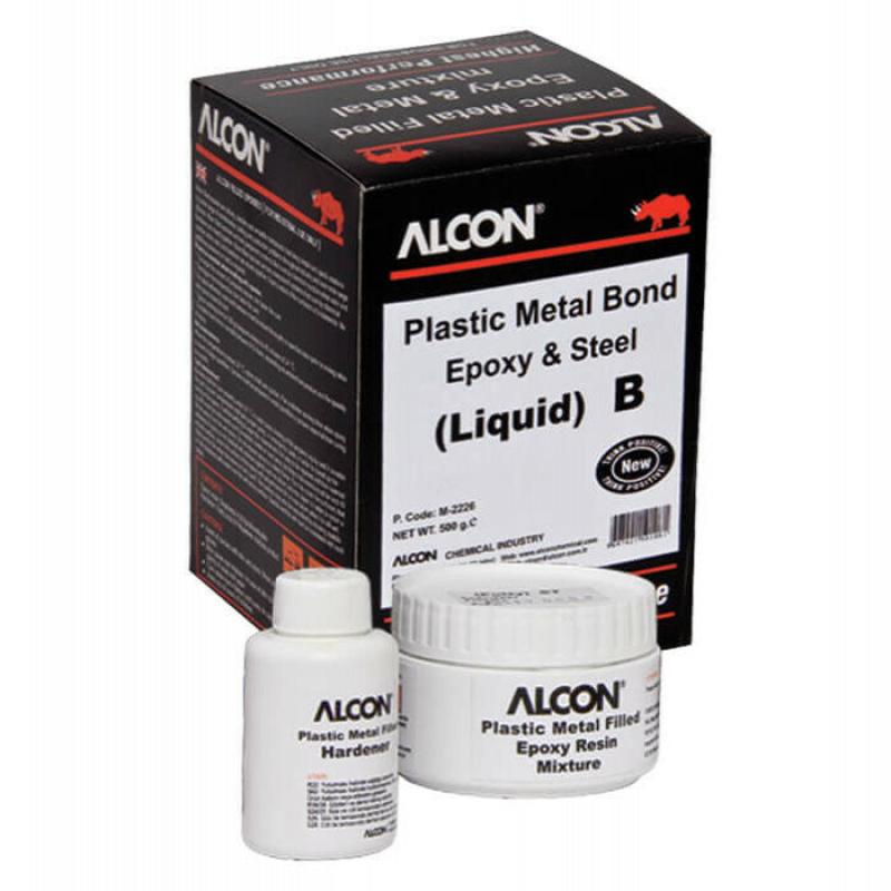 Alcon Plastic Metal Bond Epoxy & Steel Liquid B 500 Gr. Box Of 10
